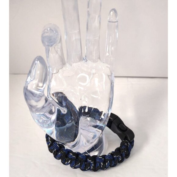 Handmade Paracord Survival Bracelet With Buckle Blue & Black 8"Bracelet Accessor - Picture 7 of 7